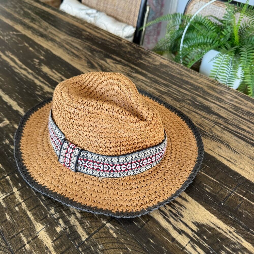 ECHO - Tan Raffia Rattan Belted Hat – ONE SIZE \